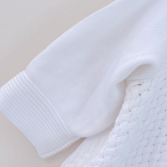 CROFT & BARROW White Cardigan Basket Weave Crewneck Sweater 1X - Picture 4 of 9